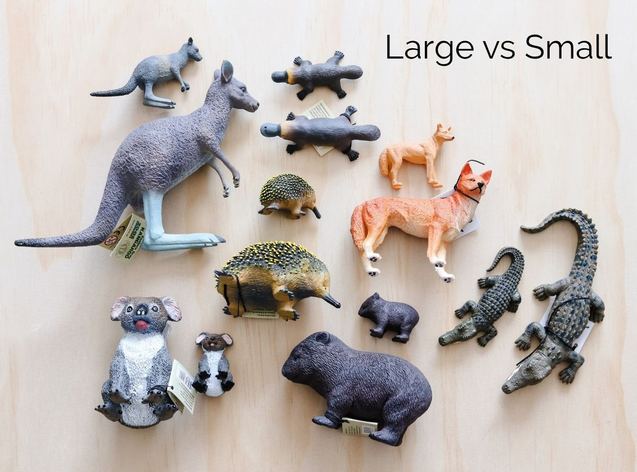 Science and Nature large vs small animal figurines